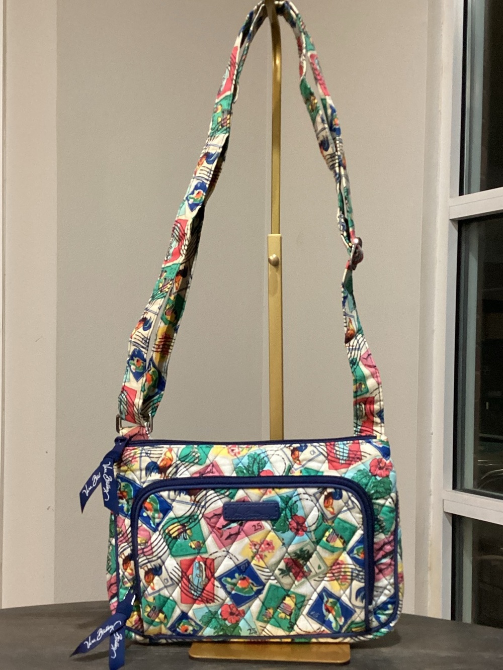 Vera Bradley Cuban Stamps Little Hipster Quilted Crossbody Bag